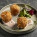 Deep fried stuffed mushroom with sheep’s cottage cheese