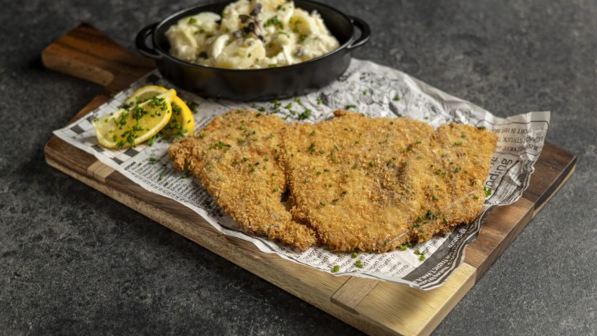 Giant schnitzel with bavarian potato salad