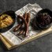 Baked sausage selection with stewed cabbage and potato mash with fried onion