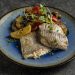 Cod in butter sauce with grilled vegetables